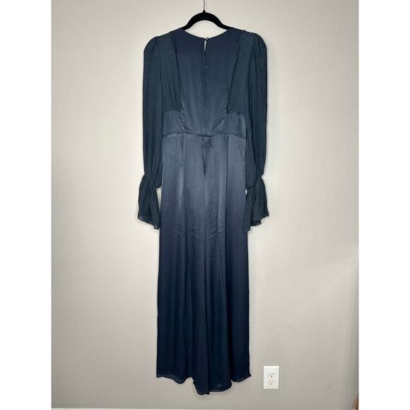 FREE PEOPLE “Not Your Baby” Satin Wide Leg Deep V High Waist Jumpsuit Size 0/XS - Picture 8 of 16